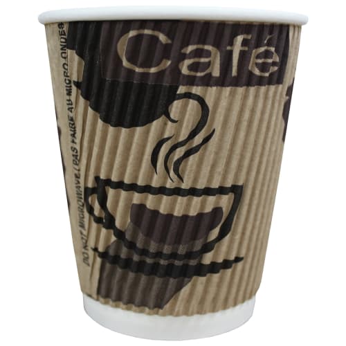 Ripple Cafe Cup 9oz, Brown, Wrapped